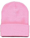 Long Knit Beanie Ski Cap Hat in Pink