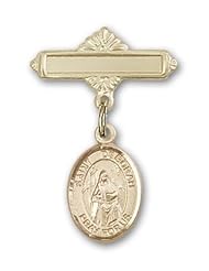 Gold Filled Baby Badge with St. Deborah Charm and Polished Badge Pin