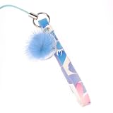 Hand Crafted Cellular Wrist Strap - Fluff Ball - Blue