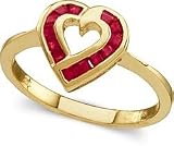 Ruby Heart Ring in 14K Yellow Gold