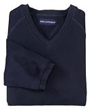 Port Authority - Rib Fleece V-Neck Sweatshirt Navy-L