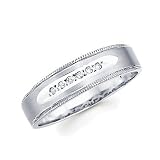 .05ct Diamond 14k White Gold Mens Matching Wedding Ring Band (G-H Color, SI2 Clarity)