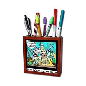 Londons Times Fish Fishing Deep Beneath Cartoons - Fish Mafia - Tile Pen Holders-5 inch tile pen holder