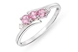 1/2 Carat Pink Tourmaline and Diamond 14K White Gold Ring