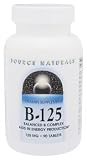 B-125, 90 Tablets, 125mg, Vitamin B 125, From Source Natural