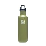 Klean Kanteen Stainless Steel Water Bottle with Poly Loop Cap (27-Ounce, Green Moss)