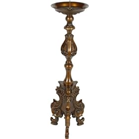Hand Crafted Candle Pillar W Antique Brass Finish(27 H) 1014-B