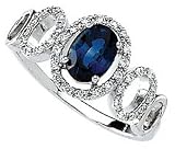 Genuine Blue Sapphire and Diamond Ring
