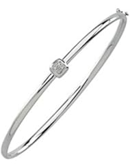 14K White Gold Diamond Bangle Bracelet - 0.03 Ct. -- LIFETIME WARRANTY