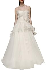Strapless Peplum  Wedding Dress/Tunic  with a Brush/Sweep Train  With Ruffles