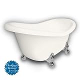 American Bath Factory B1-1600-BB-DM3-M2-15-CH-C1-LH Princess Slipper Clawfoot Bathtub in Bisque, Bal
