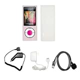 Premium Clear Soft Silicone Gel Skin Cover Case + Wall Home/Travel Charger + Rapid Car Charger + USB Data Charge Sync Cable for Apple iPod Nano 5G, 5th Generation
