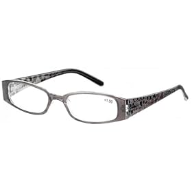 Sunoptic R11 Grey Smoke Patterned Arms Reading Glasses - Strength +2.00 Including Soft Pouch