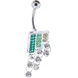 Green Austrian Crystal Square Gem Drop Dangle Belly Ring