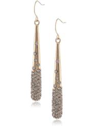 Kenneth Cole New York "Pave Item Boost" Gold Pave Stick Linear Drop Earrings