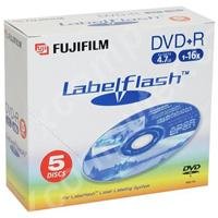 Fuji Magnetics DVD + R Disk LabelFlash 5Pk. DVD + R Rohling 4700 MB 120 Minuten 16 x Speed Jewelcase