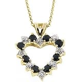 18kt Over Sterling Silver Genuine Sapphire and Diamond Accent Pendant