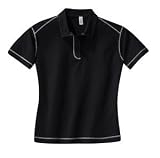 NEW District Threads - Ladies Pima-Tek Sport Shirt with Contrast Stitching MidntNavy/Wht-2X