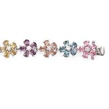 STERLING SILVER MULTICOLOR FLOWER CZ BRACELET, 7"