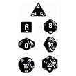 Chessex Dice: Polyhedral 7-Die Opaque Dice Set - Black with White