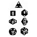 Chessex Dice: Polyhedral 7-Die Opaque Dice Set - Black with White