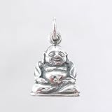 Sitting Laughing Buddha Pendant in Sterling Silver, #8286
