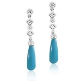 Bling Jewelry Sterling Silver Vintage Turquoise Teardrop Dangling Earrings