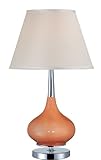 IMAGE OF Table Lamp with Off-White Fabric Shade and Coral Ceramic Body