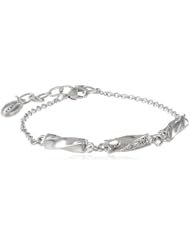 T Tahari Polished Silver Pave Twist Bracelet, 7.5"