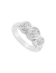 Three Stone Diamond Ring 14K White Gold - 1.75 CT Diamonds