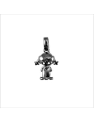 14k White Gold, Girl Pendant Charm 11mm Wide