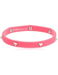 BCBGeneration Rubber Rocks Pink and Silver Triangle Bracelet, 8"