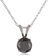 14k White Gold Black Diamond Solitaire Pendant (1/2 cttw)