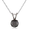 14k White Gold Black Diamond Solitaire Pendant (1/2 cttw)