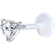 Sterling Silver 925 Clear Heart Cubic Zirconia Bioplast Tragus Earring Stud