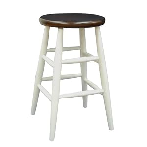 Carolina Cottage 1S73-824 24-Inch Cafe Counter Stool, Chestnut seat with White legs by Carolina Cottage
