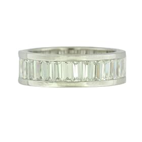 Platinum Overlay Sterling Silver Cubic Zirconia Emerald-Cut Eternity Ring