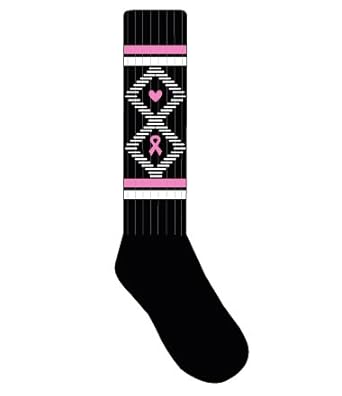 Pink Ribbon Breast Cancer Awareness Knee High Socks Great for Sports Teams Fundraising Relay for Life Walk Survivor (Style 16)