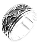 Sterling Silver Sound Wave Spin Band Ring (Size 5,6,7)