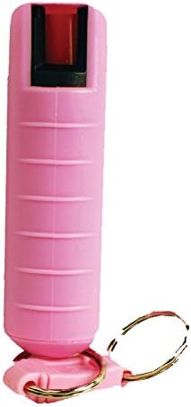 Pepper Shot .5 Oz Hard Case Keychain Pepper Spray and Pink Ribbon Breast Cancer AWARENESS Bracelet Bundle - Lot of 2 Pieces