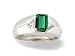 14K White Gold Emerald-cut Created Emerald and Diamond Men's Ring