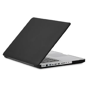 Speck Products See Thru Satin Soft Touch Hard Shell Case for 15-inch MacBook Aluminum Unibody/Black Keyboard MB15AUSAT-BLK-D (Black) – Does Not Fit White Macbook