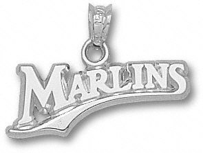 Florida Marlins Sterling Silver ''MARLINS'' 3/8'' Pendant