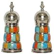Decorative Salt and Pepper Shakers with Colorful Dyed Bone Sides