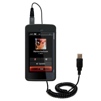 Coiled USB Cable for the Nokia N900 with Power Hot Sync and Charge capabilities - uses Gomadic TipExchange Technology