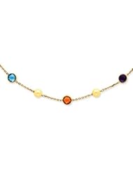 14k Gold Akoya Pearl & Multi-color Gemstone Necklace
