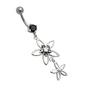 Bauchnabelpiercing aus Titan und 925er Silber Blume