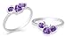 Multicut Amethyst Three Stone Ring Sterling Silver Size 9