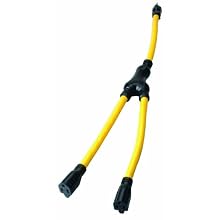 Coleman Cable 09018 Y-Splitter, Extending Outlet Adapter, Splits 1 to 2 Outlets, 2-Ft