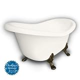 American Bath Factory B1-1600-BB-DM3-M2-25-OB-C1-LH Princess Slipper Clawfoot Bathtub in Bisque, Paw